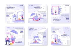 Travel Insurance Post Template Flat Design Illustration Editable of Square Background for Social media, Greeting Card or Web Internet vector