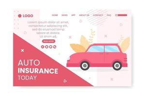 Car Insurance Landing Page Template Flat Design Illustration Editable of Square Background Suitable for Social media, Greeting Card and Web Internet Ads vector