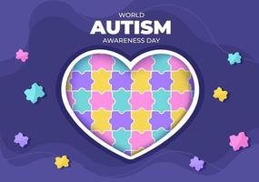 World Autism Awareness Day with Hand and Puzzle Pieces Suitable for Greeting Card, Poster and Banner in Flat Design Illustrations vector