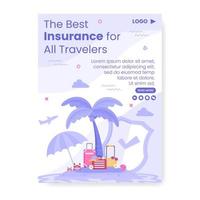 Travel Insurance Poster Template Flat Design Illustration Editable of Square Background for Social media, Greeting Card or Web Internet vector