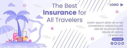 Ilustración de diseño plano de plantilla de cobertura de seguro de viaje editable de fondo cuadrado para redes sociales, tarjetas de felicitación o internet web vector