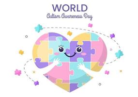 World Autism Awareness Day with Hand and Puzzle Pieces Suitable for Greeting Card, Poster and Banner in Flat Design Illustrations vector