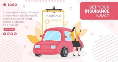 Car Insurance Post Template Flat Design Illustration Editable of Square Background Suitable for Social media, Greeting Card and Web Internet Ads vector