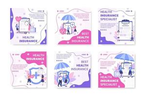 Health care Insurance Post Template Flat Design Illustration Editable of Square Background for Social media, Greeting Card or Web Internet vector