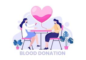 ame la caridad o la donación de sangre a través de un equipo de voluntarios que colaboran para ayudar y recolectar donaciones para carteles o pancartas en una ilustración de diseño plano vector