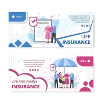 Life Insurance Banner Template Flat Design Illustration Editable of Square Background Suitable for Social media, Greeting Card or Web Internet Ads vector