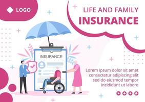 Life Insurance Brochure Template Flat Design Illustration Editable of Square Background Suitable for Social media, Greeting Card or Web Internet Ads vector