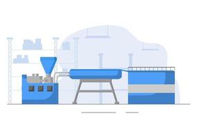 Proceso de reciclaje de la máquina con basura orgánica, papel o plástico para proteger el medio ambiente ecológico adecuado para el fondo y la web en la ilustración plana vector