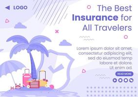 Travel Insurance Brochure Template Flat Design Illustration Editable of Square Background for Social media, Greeting Card or Web Internet vector