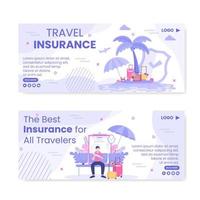 Travel Insurance Banner Template Flat Design Illustration Editable of Square Background for Social media, Greeting Card or Web Internet vector