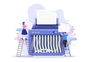 Recycle Process with Trash Paper to Protect the Ecology Environment Suitable For Banner, Background, And Web in Flat Illustration vector