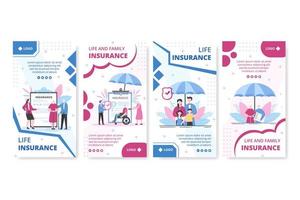 Life Insurance Stories Template Flat Design Illustration Editable of Square Background Suitable for Social media, Greeting Card and or Internet Ads vector