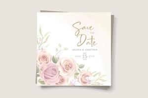 Elegant wedding invitation template with soft color floral ornament vector