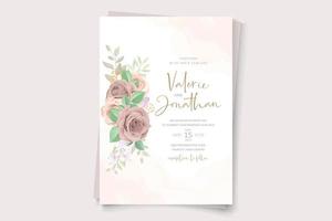 Elegant wedding invitation template with soft color floral ornament vector
