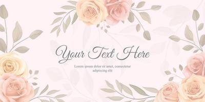 Elegant banner with soft color of blooming rose flower ornament vector