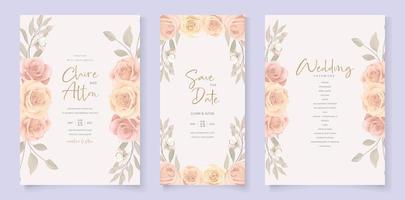 dibujado a mano flor rosa flor diseño de tarjeta de boda vector