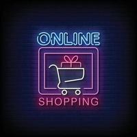 Online Shopping Neon Signs Style Text Vector