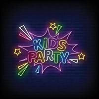 Kids Party Neon Signs Style Text Vector