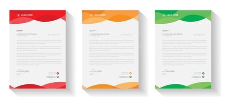 corporate modern letterhead design template with yellow, green and red color. creative modern letter head design template for your project. letterhead, letter head, simple letterhead design. vector