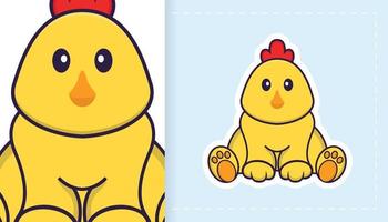 Cute vector chicken. Can be used for stickers, patches, textiles, paper. Vector illustration