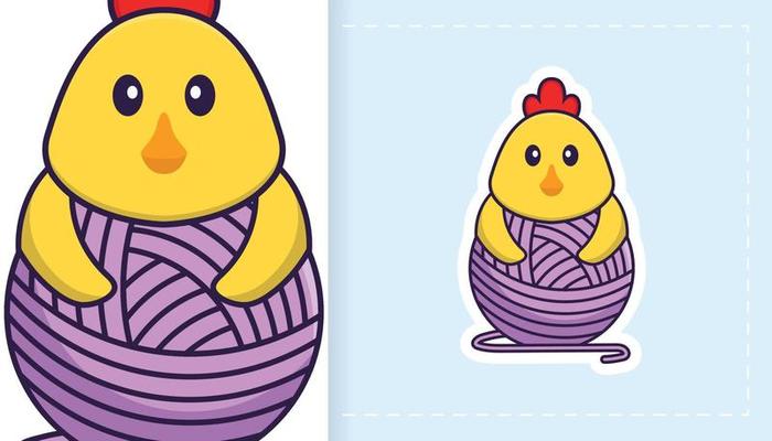 Cute vector chicken. Can be used for stickers, patches, textiles, paper. Vector illustration