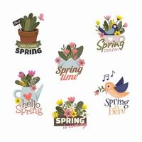Set of Spring Season Sticker vector