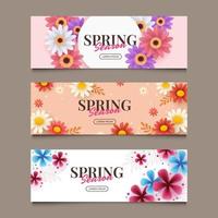 conjunto de banner de flores de primavera vector