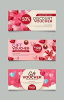 Set of Valentine Discount Voucher vector