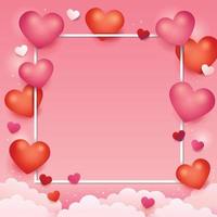 Pink Heart and Paper Cloud Background vector