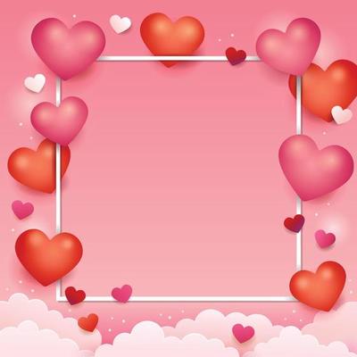 Pink Heart and Paper Cloud Background