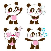 cute little panda vector set illustration