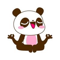 cute little panda vector set illustration, yoga pose