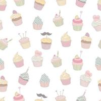 Cupcakes hand drawn pattern seamless background 02 vector