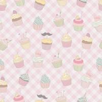 Cupcakes hand drawn pattern seamless background 01 vector