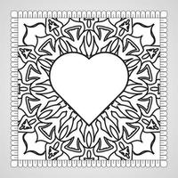 corazón dibujado a mano con mandala. decoración en el ornamento étnico oriental del doodle. vector