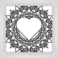 corazón dibujado a mano con mandala. decoración en el ornamento étnico oriental del doodle. vector