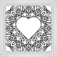 Hand drawn heart with mandala. decoration in ethnic oriental  doodle ornament. vector