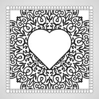 Hand drawn heart with mandala. decoration in ethnic oriental  doodle ornament. vector