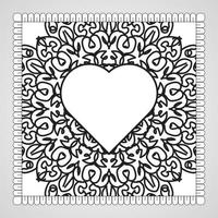 Hand drawn heart with mandala. decoration in ethnic oriental  doodle ornament. vector