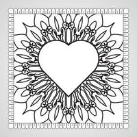 Hand drawn heart with mandala. decoration in ethnic oriental  doodle ornament. vector