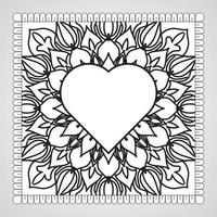 Hand drawn heart with mandala. decoration in ethnic oriental  doodle ornament. vector
