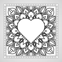 Hand drawn heart with mandala. decoration in ethnic oriental  doodle ornament. vector