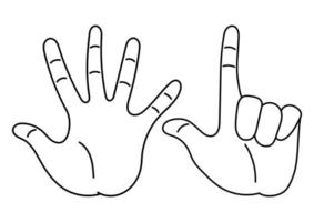 ilustración dibujada a mano de un dedo que muestra el número siete vector