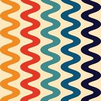 70s Retro Color Wavy Lines Seamless Pattern vector