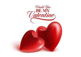 Valentines Day Background with Realistic Red Sweet Balloon Hearts. 3D Vector Illustration