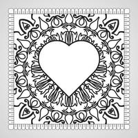 Hand drawn heart with mandala. decoration in ethnic oriental  doodle ornament. vector