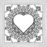 Hand drawn heart with mandala. decoration in ethnic oriental  doodle ornament. vector