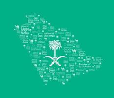 Amo la palabra Arabia Saudita en fondo blanco. ilustración vectorial editable. vector