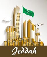 ciudad de jeddah arabia saudita edificios famosos. ilustración vectorial editable vector