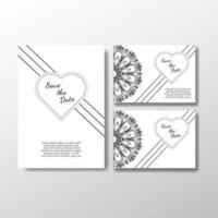 Save The Date invitation card design in henna tattoo style. Decorative mandala for print, poster, cover, brochure, flyer, banner vector